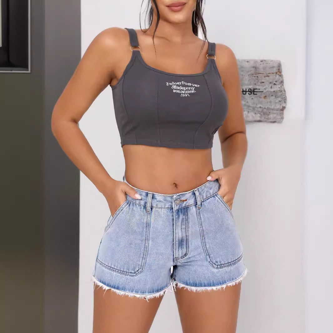 Vêtements pour femmes Shorts en jean taille haute décontractés