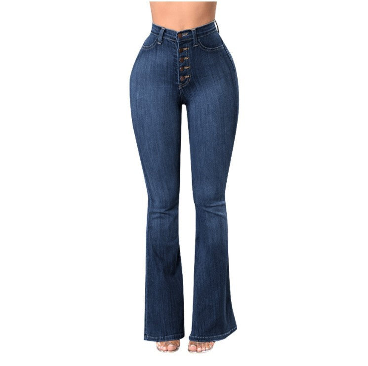 Stretch-Jeans mit hoher Taille und weitem Bein für Damen in Übergröße