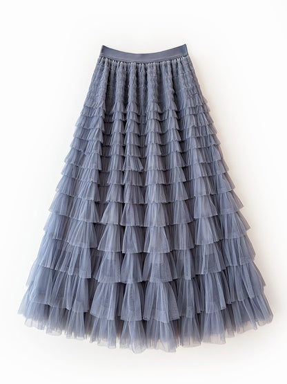 Robe longue en tulle pour anniversaire, cocktail, fête, danse, grande taille, robe à volants, coupe ajustée, longue, pour femme