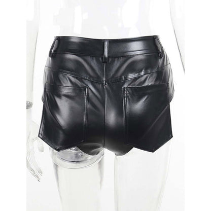 Short en cuir pour femme, automne hiver, taille haute, hanche, base en similicuir, élasticité, serré, sexy, pantalon ultra court en cuir