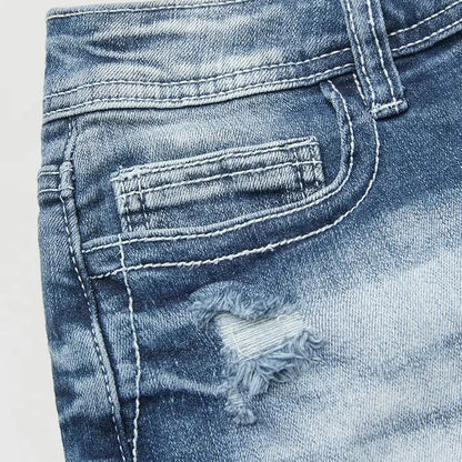 Bestickte, ausgefranste Jeansshorts für Damen