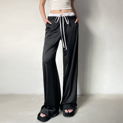 Street Trend Taille der Hose Kontrastfarbe Lockere Freizeithose Alltags-Joker Basic Hängende Gerade Hose Sommer