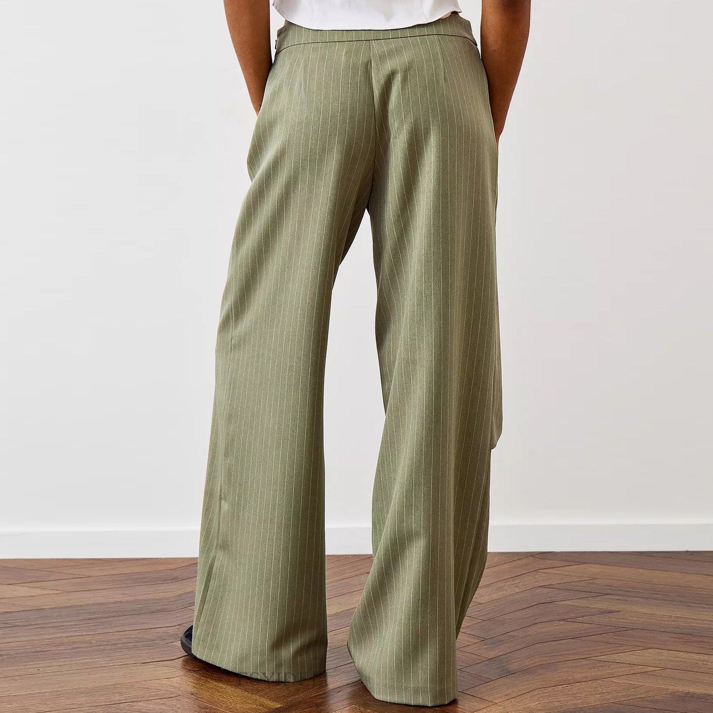 Pantalon de travail pour femme, couleur unie, ample, irrégulier, asymétrique, décontracté, rayé, jambes larges