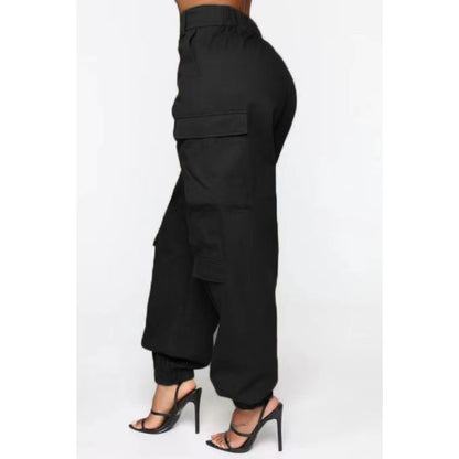 High Street Women Pants Trendy Cargo Pants Multi Pocket Trousers Loose Street Straight Leg Ankle Banded Pants