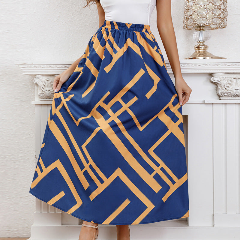 High Waist Elastic Skirt Casual Wild Long Skirt Office