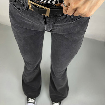 Pantalon en jean extensible taille haute rétro sexy slim fit avec poches à cloche et rehaussement des hanches