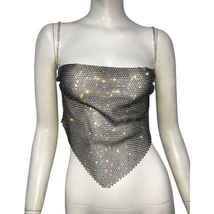 Sexy Sling Mesh Rhinestone Fishnet Top Sexy Sweet Spicy Camisole