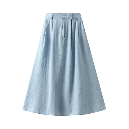 Skirt Women Autumn Winter Maxi Dress Pocket High Waist Slimming A Line Skirt Mid Length Skirt