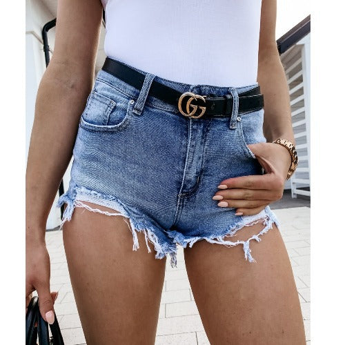 Summer Button Tasseled Jeans Shorts Pants Women Clothing