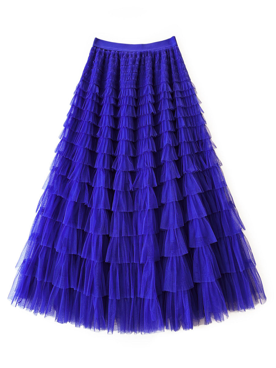 Robe longue en tulle pour anniversaire, cocktail, fête, danse, grande taille, robe à volants, coupe ajustée, longue, pour femme