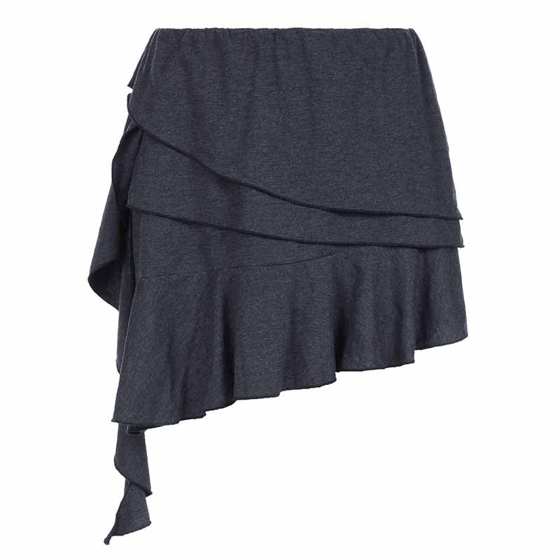 Spring High Waist Slimming Irregular Asymmetric Skirt Ruffled Skirt Sexy Solid Color Knitted Skirt for Women