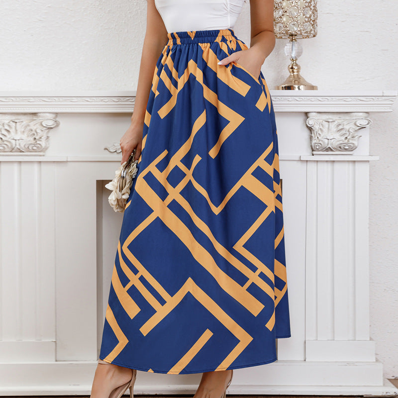 High Waist Elastic Skirt Casual Wild Long Skirt Office