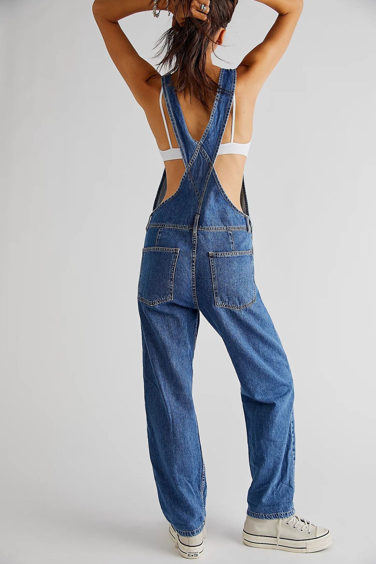 Casual Loose Denim Brace Trousers Women