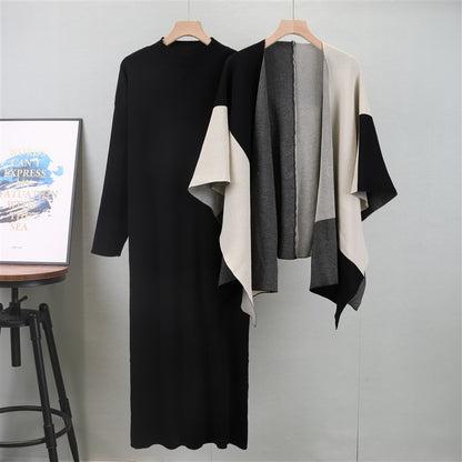 Pull cape ample et assorti pour femme, manteau, cardigan, châle, ensemble deux pièces, robe ample et amincissante