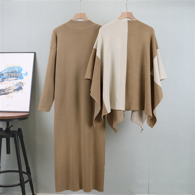 Pull cape ample et assorti pour femme, manteau, cardigan, châle, ensemble deux pièces, robe ample et amincissante