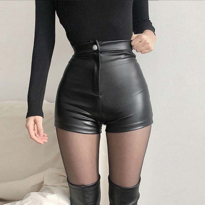 New High-End Women Clothing Sexy Leather Pants Black Tight Casual Pants