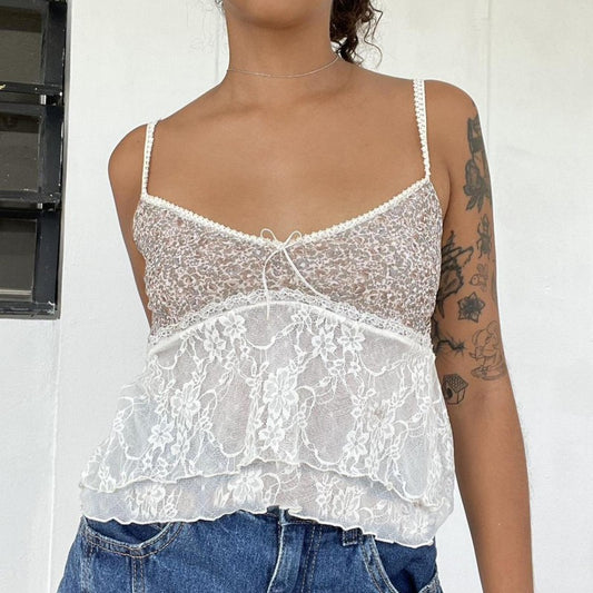 Sexy Summer Sleeveless Spaghetti Strap Floral Print Lace Stitching Sexy Backless Women Top