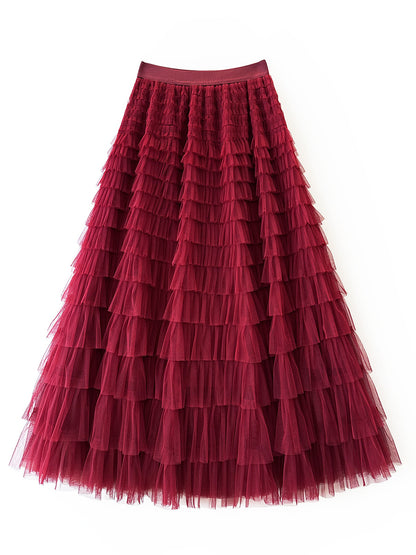 Robe longue en tulle pour anniversaire, cocktail, fête, danse, grande taille, robe à volants, coupe ajustée, longue, pour femme