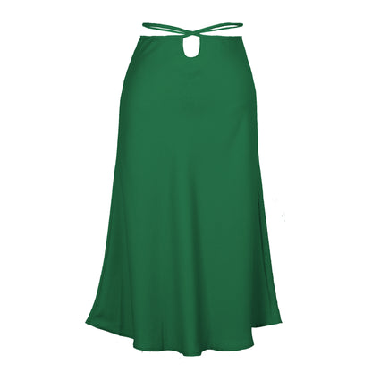 Spring Summer Solid Color Zipper Skirt Fashionable Simple Sexy Lacing Navel-Exposed Women Clothing Skirt