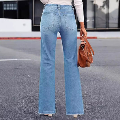 Schlankmachende Bootcut-Hose mit hoher Taille, Jeans für Damen