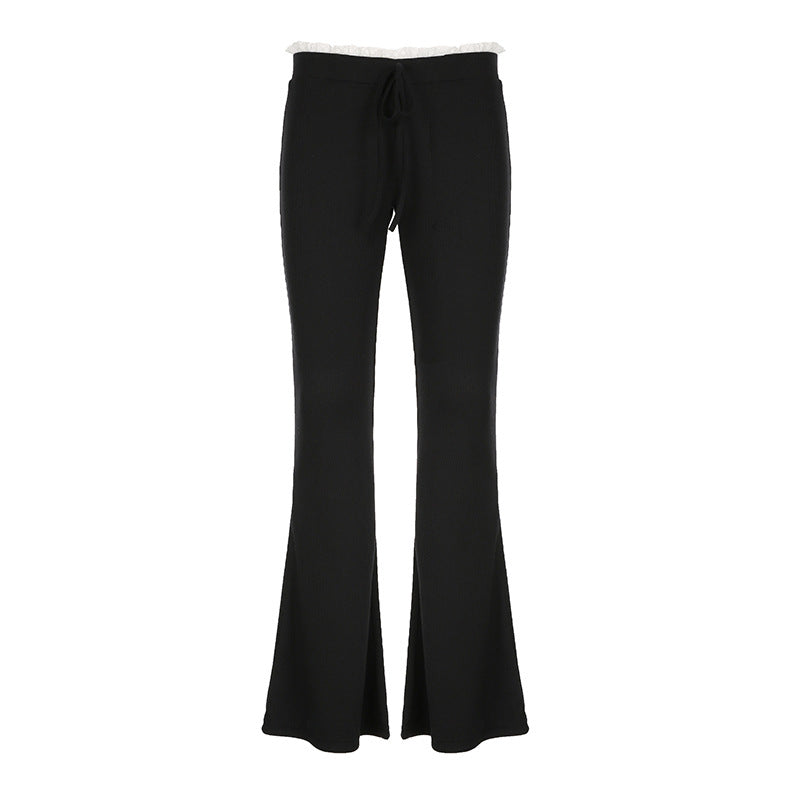 Pantalon bootcut taille basse doux et épicé, couleur contrastée noire et blanche, sensation de paresse, pantalon slim décontracté tendance pour l'été