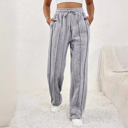 Pantalon de survêtement gris pour femme, taille haute, décontracté, jambe large, pantalon de survêtement ample, tendance