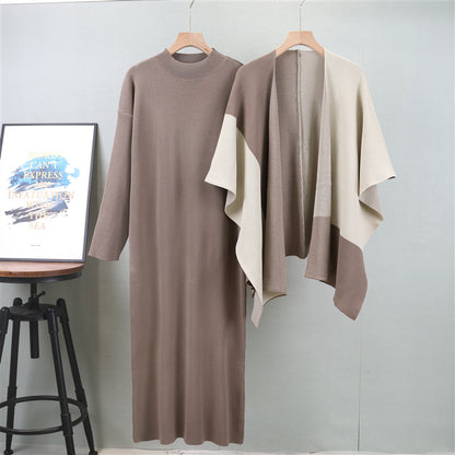 Pull cape ample et assorti pour femme, manteau, cardigan, châle, ensemble deux pièces, robe ample et amincissante