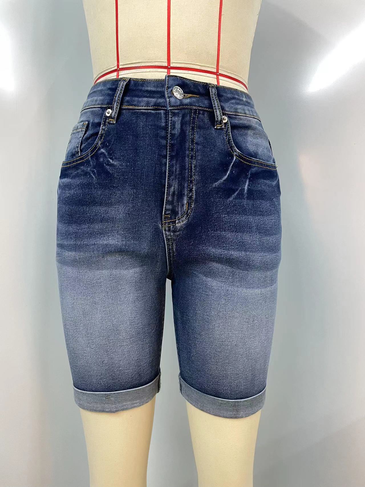 All-Match-Jeansshorts mit hoher Taille für Damen