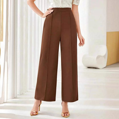 Popular Office Elegant High Waist Wide Leg Straight Casual Pants