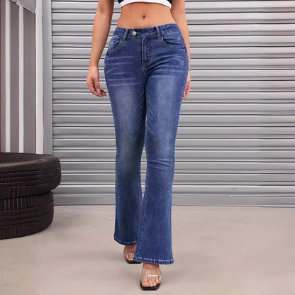 Jeans Frauen Abnehmen Leicht Ausgestelltes Stretch Slim Fit Büro Casual