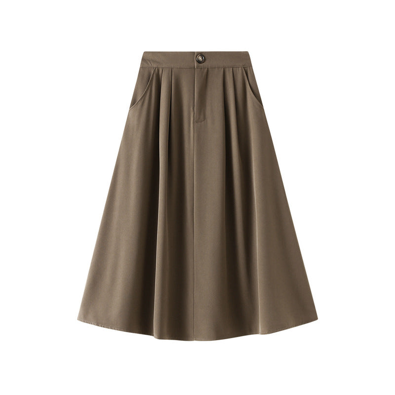 Skirt Women Autumn High Waist A line Skirt Long Skirt Slimming Large Hem Umbrella Skirt Drape Skirt