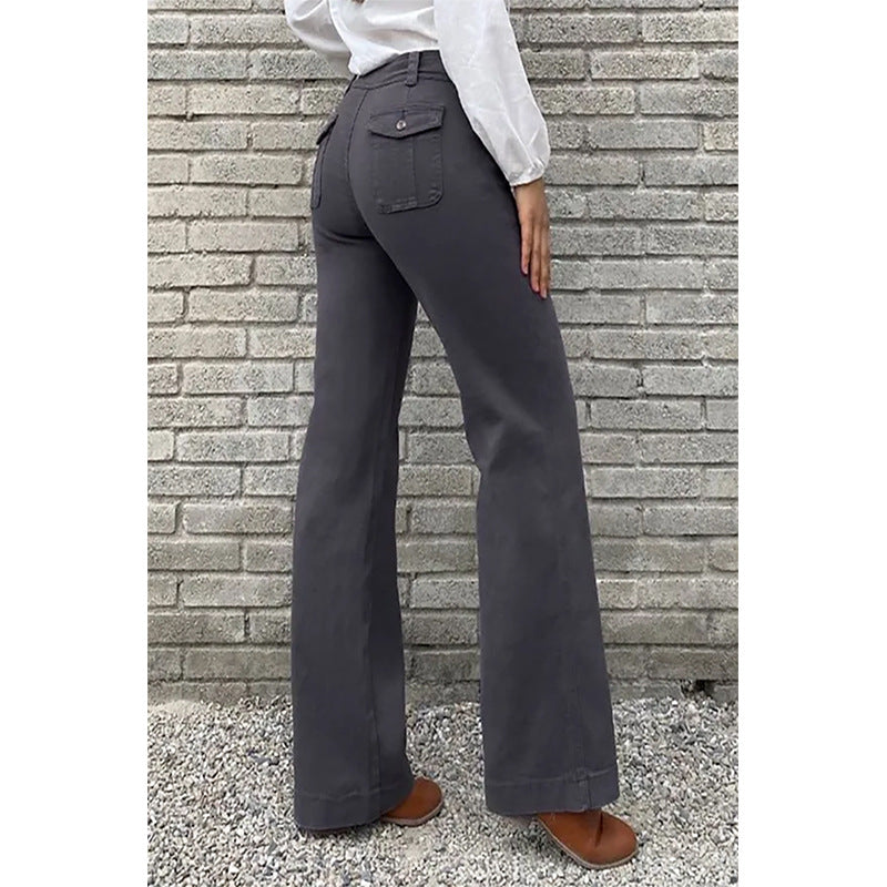 Jeans pour femmes Vêtements de travail Multi-sacs Pantalons décontractés pour femmes Pantalons à jambe droite pour femmes