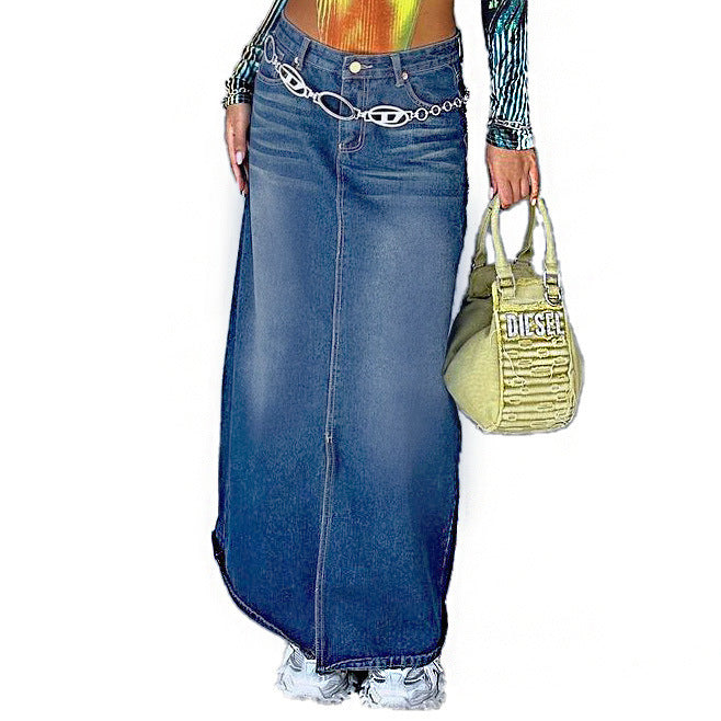 Casual Retro Denim Long Skirts