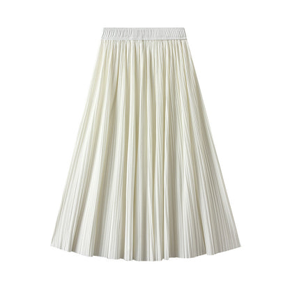 Draping Effect Pleated Skirt Women Skirt Spring High Grade Mid Length A line Skirt