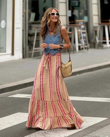 Skirt Internet Celebrity Embellished Ruffled Big Hem Skirt