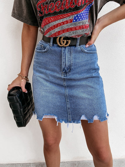 Summer Casual Stylish Denim Asymmetric Skirt Women