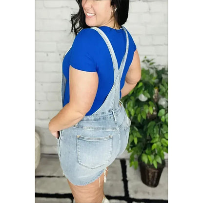 Pantalon à bretelles taille haute avec poche en jean Short en denim