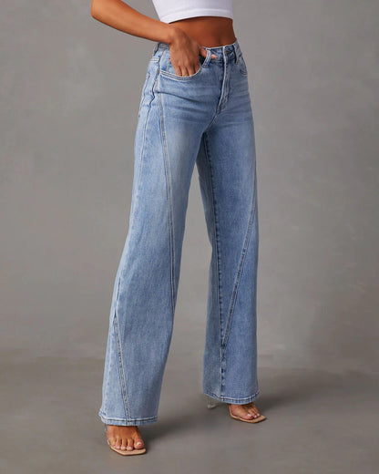 Loose Stitching Wide Leg Women Jeans Women