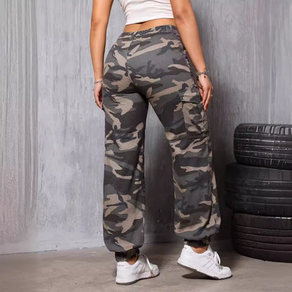 Camouflage Jeans Gerade Unten Gummiband Retro Alle Passenden Sommer