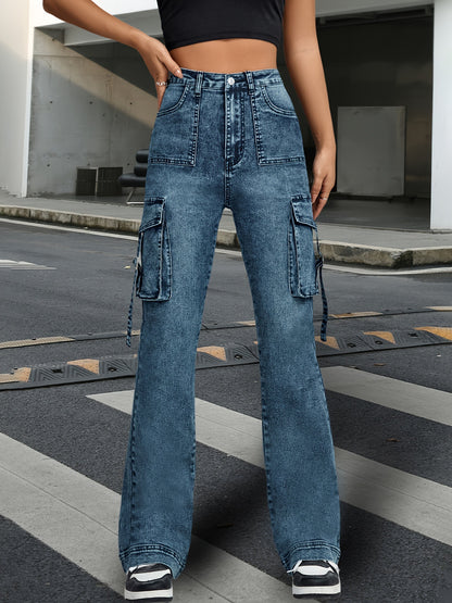 Retro Contrast Color Unique Design Overalls High Waist Slimming Slightly Pull Mop Trousers Women Pants