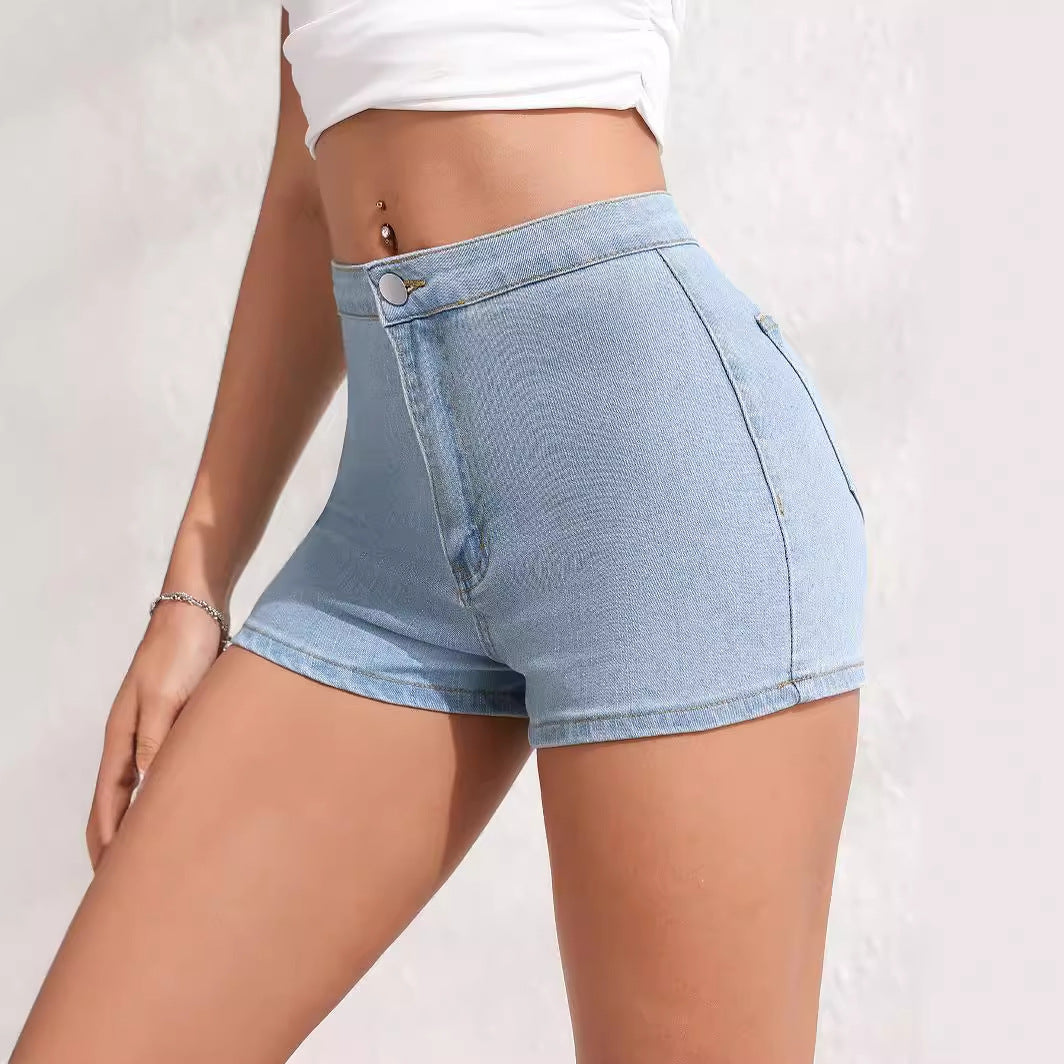 Basic Damen Denim Shorts mit hoher Elastizität, schmeichelhafter Sommerkomfort, lässig