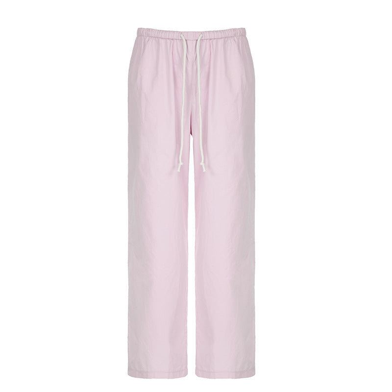 Salopette tissée rose à taille élastique à la mode High Street, pantalon décontracté sexy à taille basse pour l'été