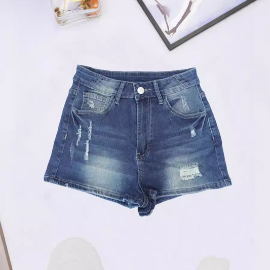 Short en jean élastique pour femme, déchiré, usé, confortable, amincissant, streetwear