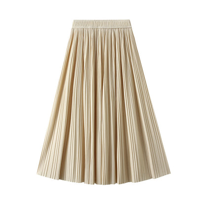 Draping Effect Pleated Skirt Women Skirt Spring High Grade Mid Length A line Skirt