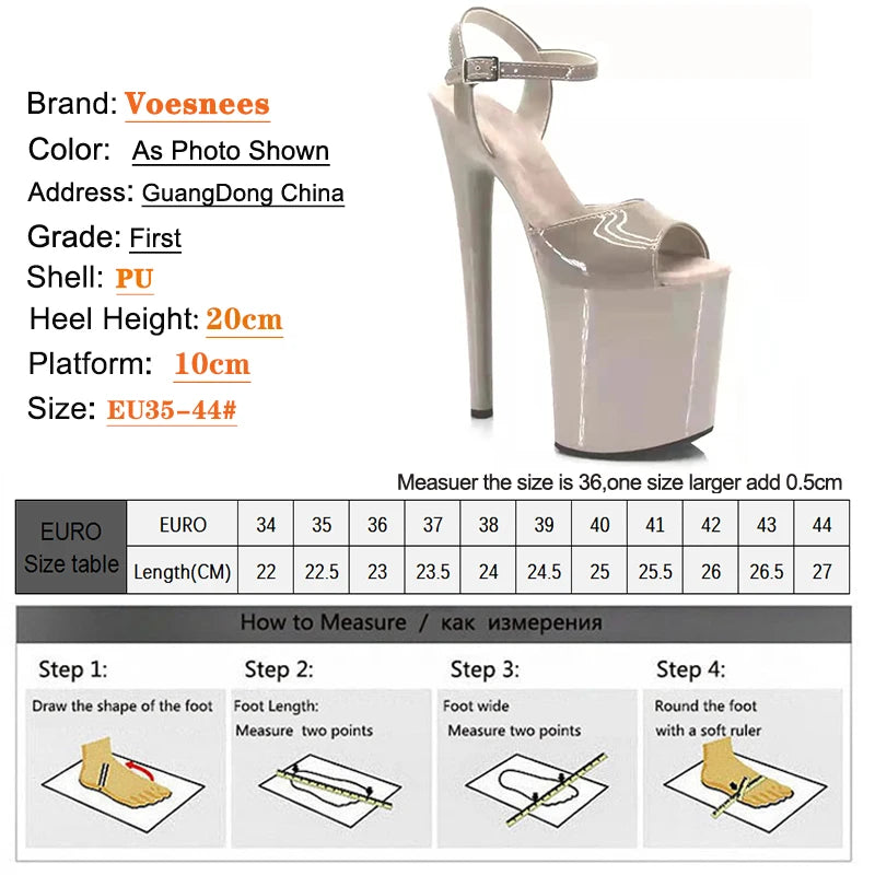 8 Zoll/20 cm Super High Heels Strip Club Starry Plateau Pole Dance Stiefel Beige Damen Sandalen Stiletto Wildleder Rutschfeste Innensohle Pumps