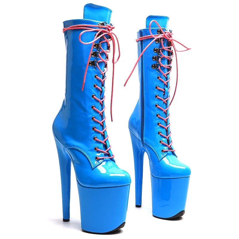 Leecabe 20cm/8inches Patent  Upper   Fashion  High Heel platform   Pole Dancing boots