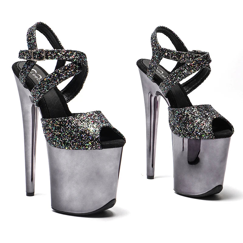 Leecabe 20cm/ 8inches glittering upper  platform  high heel sandals  pole dance shoes