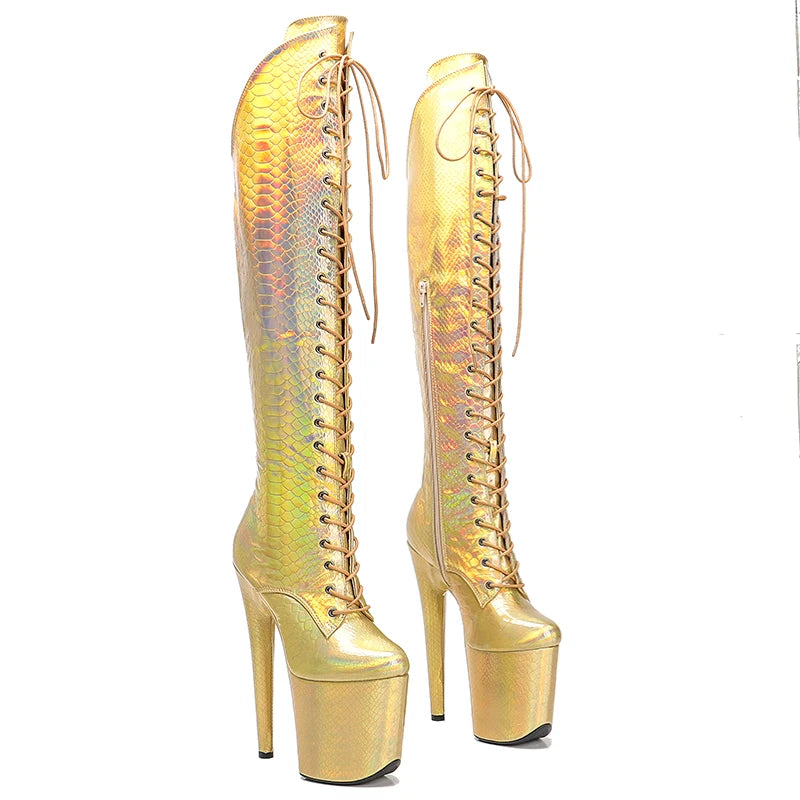 Leecabe 20CM/8 pouces PU Upper exy exotique jeune tendance mode bottes talon haut plate-forme Pole Dance boot