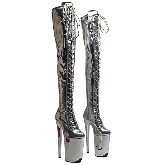 Leecabe 23CM/9 pouces brillant PU tige mode tendance plate-forme talon haut stripper talon Pole Dance boot