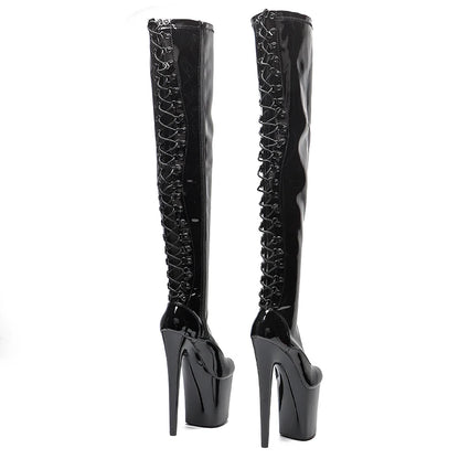 Leecabe 20cm/8inches Patent  upper   High Heel platform   Pole Dancing boots